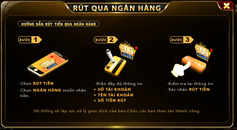 Hướng dẫn rút tiền qua tài khoản ngân hàng chỉ với 3 bước đơn giản.