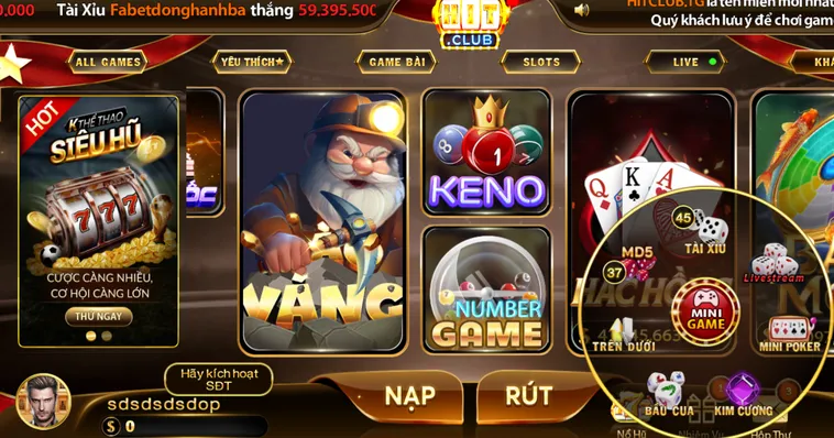 Giao diện hiện đại thu hút người chơi tại cổng game Hitclub.